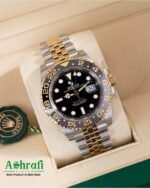 GMT-Master II Silver gold with a black dial and a Jubilee bracelet